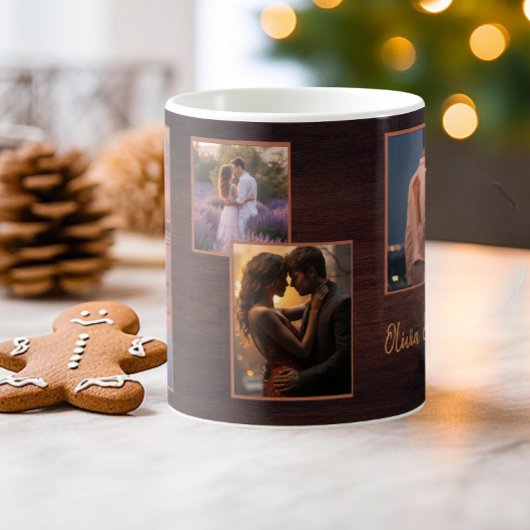 カスタムカップル4素朴フォトブラウンバレンタイン コーヒーマグカップ