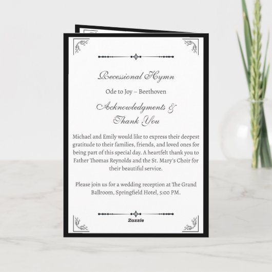 カスタムカトリック教会結婚式 プログラム (裏面)