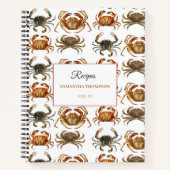 カスタムカニ水彩レシピクックブック ノートブック (正面)