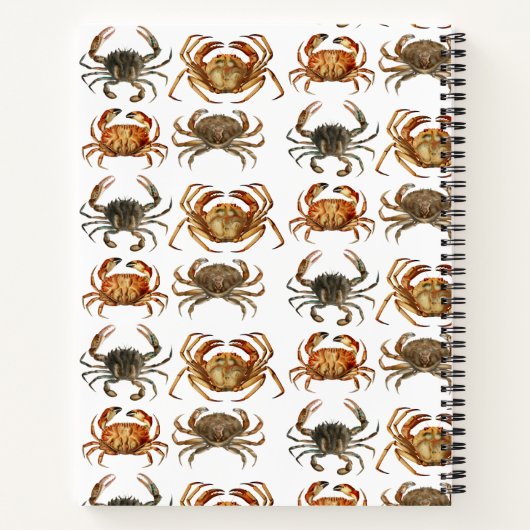 カスタムカニ水彩レシピクックブック ノートブック (裏面)