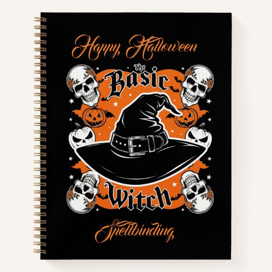 カスタムカボチャレシピブックウィッチハットハロウィーン ノートブック (正面)