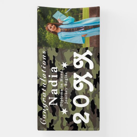 カスタムカモフラージュパーソナライズされた写真卒業 横断幕 (縦)