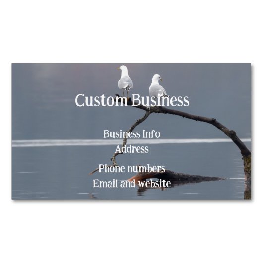 カスタムカモメ鳥類水湖野生生物自然 マグネット名刺 (正面)