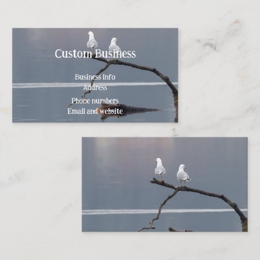 カスタムカモメ鳥類水湖野生生物自然 名刺 (正面/裏面)