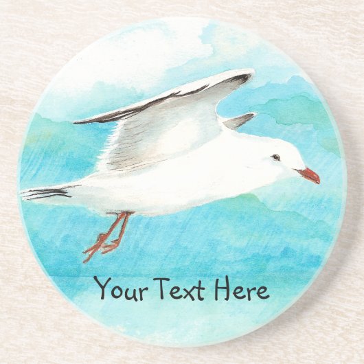 カスタムカモメ&名前、バードコレクション コースター (正面)