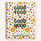 カスタムカラフルお気に入りのレシピと引用文 ノートブック (正面)