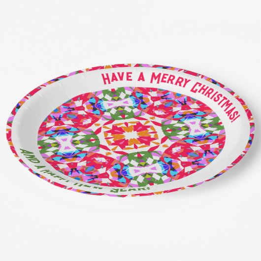 カスタムカラフルすてきモダンクリスマス ペーパープレート (アングル)