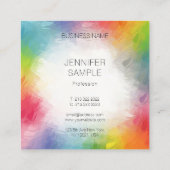 カスタムカラフルエレガント抽象芸術テンプレート スクエア名刺 (裏面)