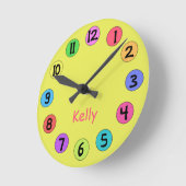 カスタムカラフルキッズビッグナンバークロック ラウンド壁時計 (傾斜)