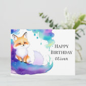 カスタムカラフルキツネ誕生日 カード (スタンド正面)