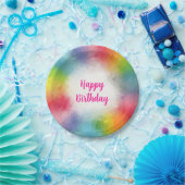 カスタムカラフルテンプレート・スクリプトハッピーバースデー ペーパープレート (パーティー)