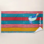 カスタムカラフルトゥカンビーチ素朴ウッド ビーチタオル (正面)