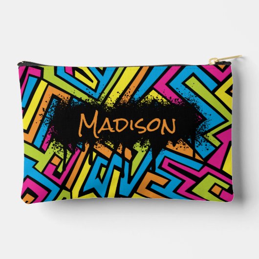 カスタムカラフルネオングラフィティ通りアートパターン アクセサリーポーチ (裏面)
