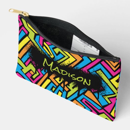 カスタムカラフルネオングラフィティ通りアートパターン アクセサリーポーチ (見開き)