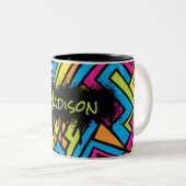 カスタムカラフルネオングラフィティ通りアートパターン ツートーンマグカップ (正面右)