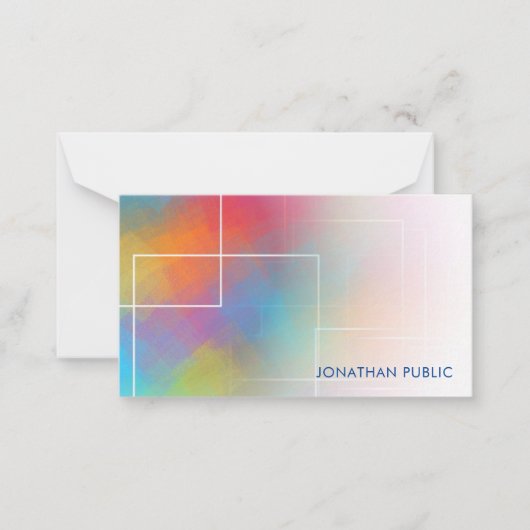 カスタムカラフルハンドスクリプトモノグラムエレガント ノートカード (正面)