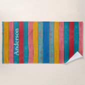 カスタムカラフルビーチ素朴ウッドビーチタオル ビーチタオル (正面)