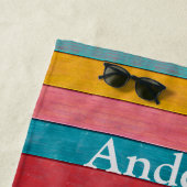 カスタムカラフルビーチ素朴ウッドビーチタオル ビーチタオル (インサイチュ)