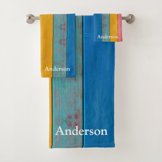 カスタムカラフルビーチ素朴木製バスタオルセット バスタオルセット (インサイチュ)