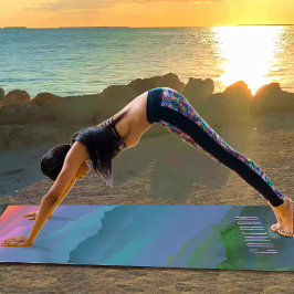 カスタムカラフルピンクツーグリーンスカイマウンテンフォレスト ヨガマット