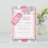 カスタムカラフルフクロウ花ベビーシャワー招待状 招待状 (スタンド正面)