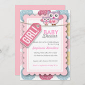 カスタムカラフルフクロウ花ベビーシャワー招待状 招待状 (正面/裏面)
