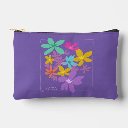 カスタムカラフルモダンフローラかわいらし フェミニン アクセサリーポーチ (正面)