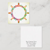 カスタムカラフルモダンフローラスモールイヤリングカード 予約カード (正面/裏面)