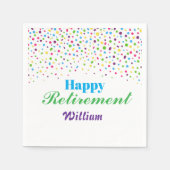 カスタムカラフルモダン紙吹雪ハッピーリタイア スタンダードカクテルナプキン (正面)