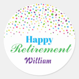 カスタムカラフルモダン紙吹雪ハッピーリタイア ラウンドシール