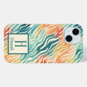 カスタムカラフルモノグラムの水の色パターン（の模様が）ある Case-Mate iPhoneケース (裏面 (横))