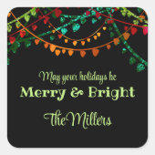 カスタムカラフルユニーククリスマス灯 スクエアシール (正面)