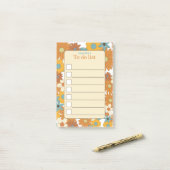 カスタムカラフルレトロの花のパターン一覧 ポストイット (デスク上)