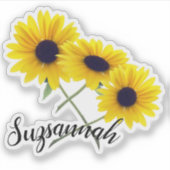 カスタムカラフル三重ひまわり写真 シール (正面)