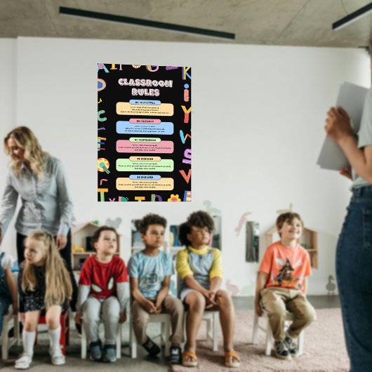 カスタムカラフル先生の教室の規則 ポスター