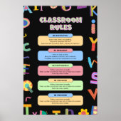 カスタムカラフル先生の教室の規則 ポスター (正面)