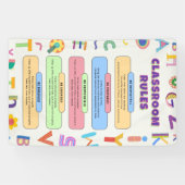 カスタムカラフル先生の教室の規則 横断幕 (横)