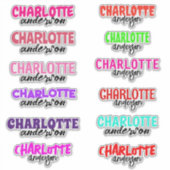 カスタムカラフル名ガーリー学校 シール (正面)