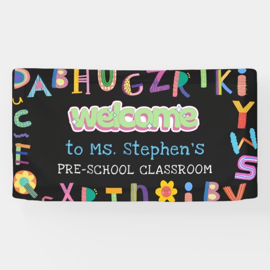 カスタムカラフル歓迎先生教室 横断幕 (横)