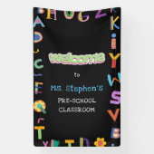 カスタムカラフル歓迎先生教室 横断幕 (縦)