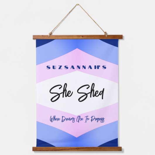 カスタムカラフル水の色のシェブロン 吊り下げ型タペストリー (正面)