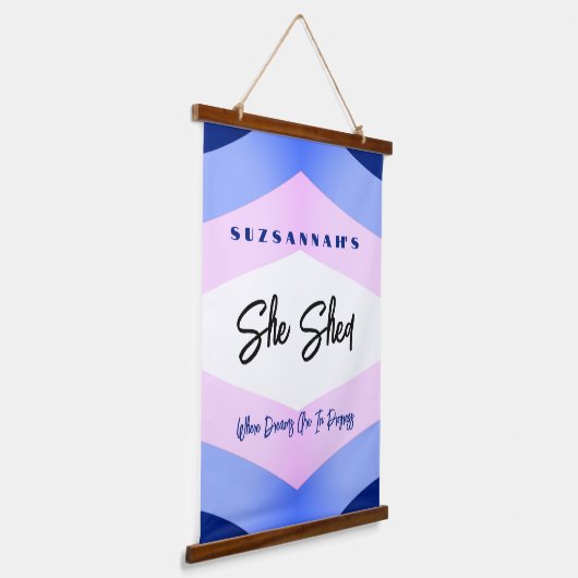 カスタムカラフル水の色のシェブロン 吊り下げ型タペストリー (傾斜あり)