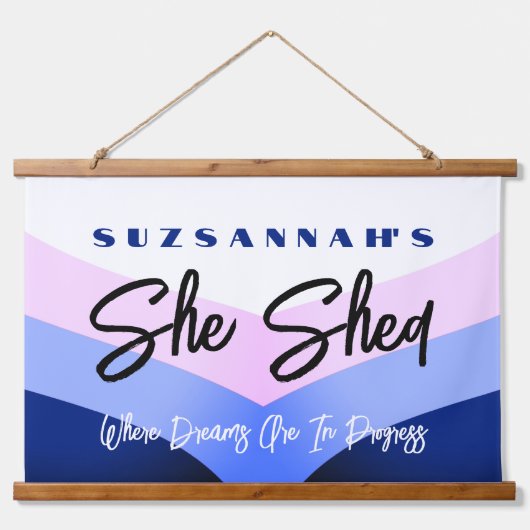 カスタムカラフル水の色のシェブロン 吊り下げ型タペストリー (正面)