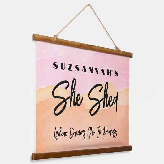 カスタムカラフル水色背景の壁 吊り下げ型タペストリー (傾斜あり)