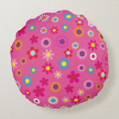 カスタムカラフル花柄 ラウンドクッション (裏面)