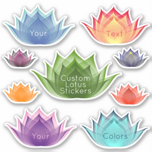 カスタムカラフル蓮の花アートエレガントテンプレート シール (正面)