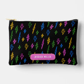 カスタムカラフル80年代レトロネオン稲妻学校 アクセサリーポーチ (正面)