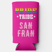 カスタムカラフルLGBTQ+レインボープライド部族 スリム缶クーラー (正面)