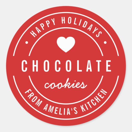カスタムカラホームメイドグッズキッチンハッピーホリデー ラウンドシール (正面)