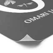 カスタムカラモノグラム文字oドラゴンフライ少年の女の子 ポスター (角)